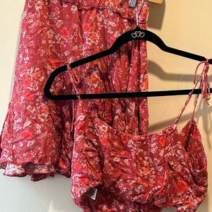 Red and White Ruffled Mini Fit and Flare Set